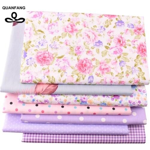 QUANFANG New Purple Series Printed Twill Cotton Fabric For DIY Quilting Sewing,Baby,Childrens,Sheet Pillow Material Half Meter