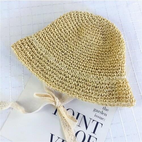 Fashion Lace Bow UV Sun Hat Summer Sun Hats for Baby Boy Straw Hat Girls Beach Visors Caps Foldable Floppy Hat for 2-5Yrs Kids