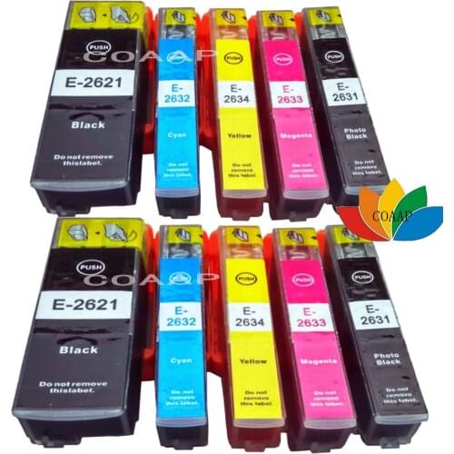10PCS Compatible Ink Cartridge for EPSON 26XL XP 820 600 700 510 615 610 605 600 800 620 625 T2621 T2601