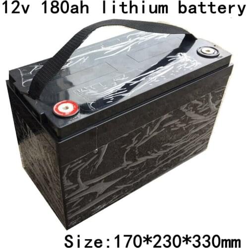 Waterproof 12v 180ah Lithium Ion 12V Li Ion Battery 18650 BMS 3S for Solar Energy Storage EV Lights Inverter + 10A Charger