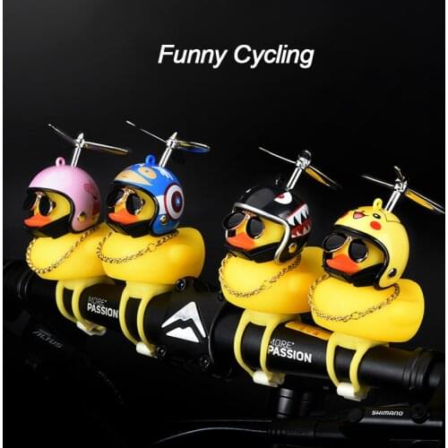 Yellow Duck Bicycle Bell Broken Wind Helmet Duck Bicycle Bells MTB Road Bike Riding Cycling With Lights Bicycle Accessories