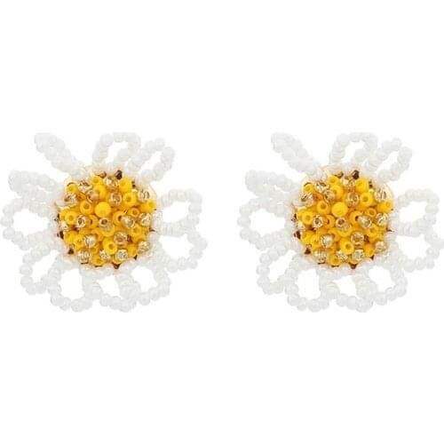 2020 Flower Beads Stud Earrings for Women Vintage Beaded Stud Earrings Bead Earrings for Women Summer PJewelry
