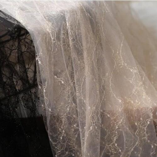 2 Meters Super Wide Handmade Hair Decoration Apricot Gold Thread Lace Fabric Wedding Dress Skirt Embroidered Lace Trim 165cm