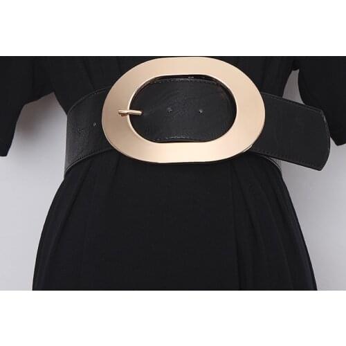 2020 Designer Oval Buckle Belt PU leather Waist Belt Women Corset Strap Cinch Winter Female Dress Suit Coat Belt Accessories New