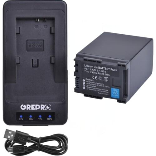 BP 828 BP828 BP-828 Battery with LCD Charger for Canon VIXIA GX10 HFS30 HF20 HG20 G30 G40 XA20 XA25 HFM300 XF400 XF405