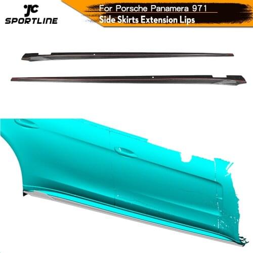 Carbon Fiber Car Side Skirts Extension Lip Aprons For Porsche Panamera 971 2017 2018 2019 Side Bumper Splitter Winglet Wings