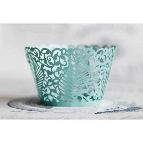 Free shipping green lace leaf wedding cupcake wrappers color paper cupcakes cup cake baking cups wrapper