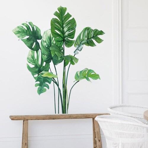 Decorative Wall Stickers DIY Glass Decoration Decoration Green Leaf Wall Stickers PVC Colorful Windows Refreshing