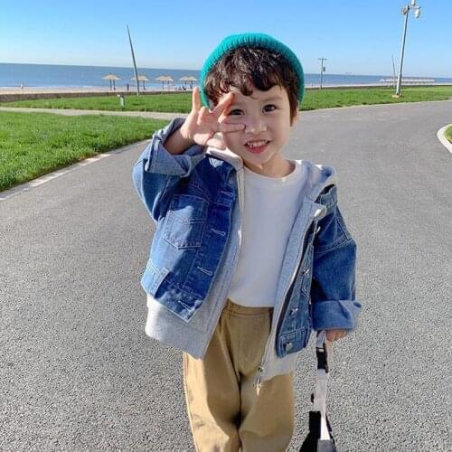 Spring And Autumn ChildrenS Denim Jacket Boy 2020 New Top Clothing Girls Autumn Hooded Jacket Fashion Baby Clothing