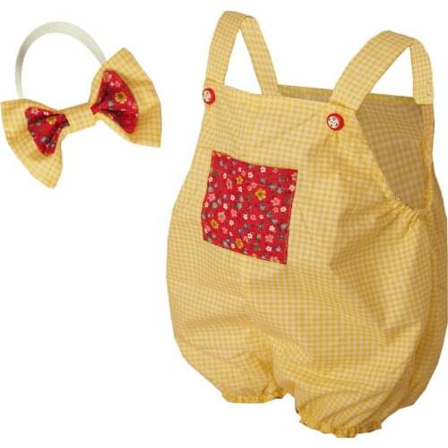 Baby Mika Baby Girl Pocket Shorts Jumpsuit Bandana Suit Baby Girl Knitted Set Zero Sleeve Rompers Interlock