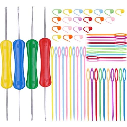 Nonvor 54 Pcs /Set Double-ended Crochet Crochet Locking Stitch Markers Plastic Needles for Crochet Lover Knitting Mixed Color