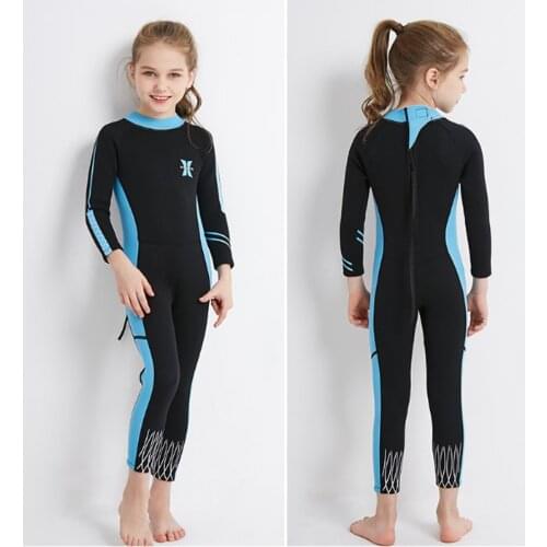 Stretchy Kids Wetsuit Girls Jumpsuit Long Sleeve Breathable Surfing Suit