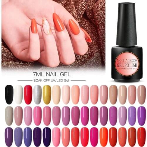 7ml Pure Color Nail Gel Varnish Polish Lacquer Set All For Manicure Soak Off UV LED Bright Color Glitter Varnish Nail Art Tips
