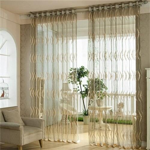 Jinyahome 1Pc 30% Shading Waves Tulle Yarn Voile Curtain Sheer Window Sliding Door Living Room Window Slidingdoor 1011