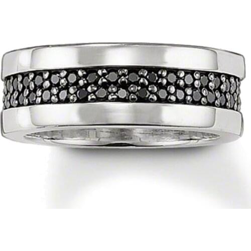 925 Sterling Silver Eternity Rings Two Rows Black Zirconia Fashion Classic Thomas Style Glam Ring Jewelry Ts Soul Gift for Women