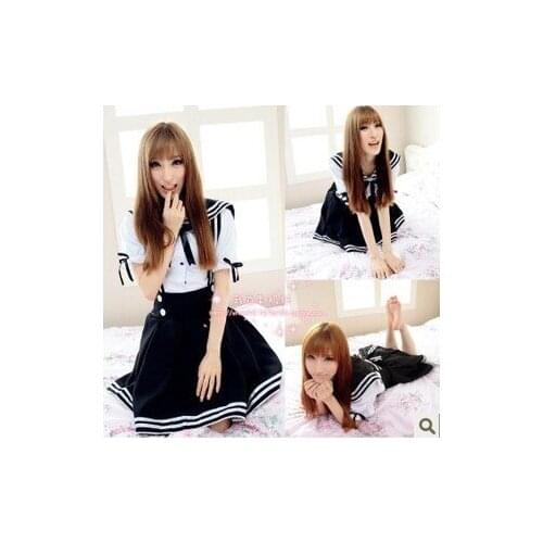 Girls Sailor Suit Japanese Super Restoring Ancient High Waist Straps School Wear Short Skirt