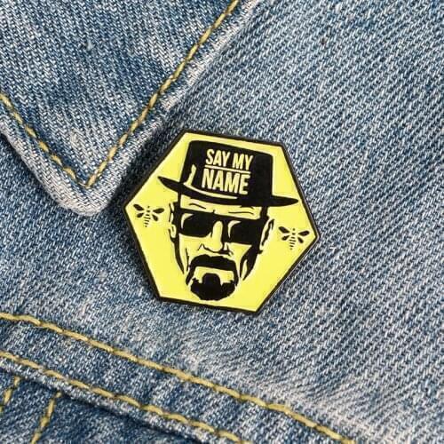 Creative punk geometric avatar enamel brooch say my name dragonfly pin alloy badge clothes bags accessories women jewelry gifts