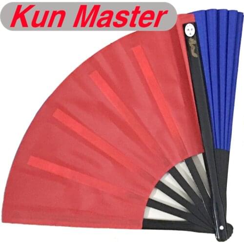 Kun Master 34 Cm Bamboo Chinese Kung Fu Tai Chi Fan With Red And Blue Two Sides Covers Free Match