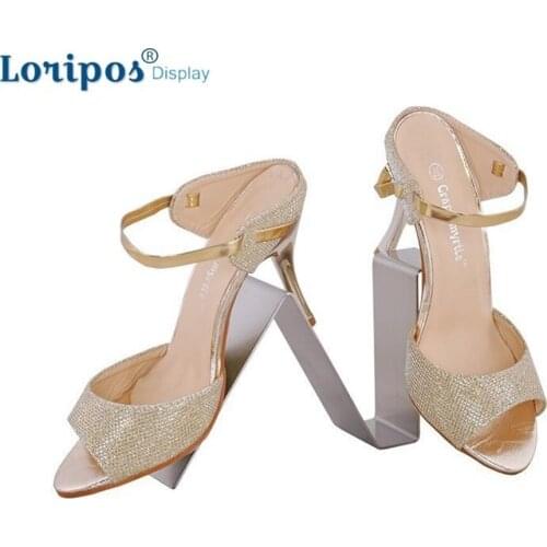 Metal Shoe Bracket Display Rack Stainless Steel Commercial Women High Heel Sandal Shoes Display Stand Table Shelf Display Props