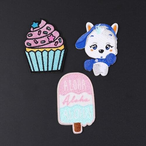 Cartoons Food Popsicle ice cream Bear Embroidered Patches Badge Stick-On DIY Bag Applique Patches Clothing accessories