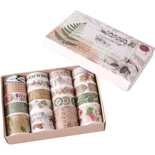 Washi Tape Set 20 Rolls Blue Ocean Fish Waterdrop Vintage Postmark Map Masking Tapes Decorative Label Sticker for Scrapbooking