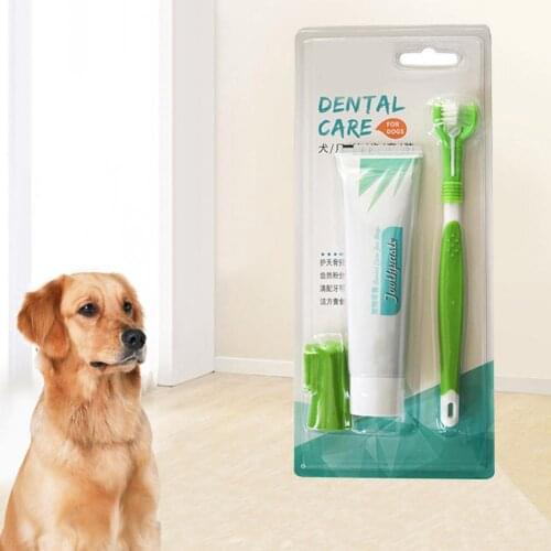 Pet Toothbrush Set Hot Puppy Vanilla/Beef Taste Toothbrush Toothpaste Dog Cat Finger Tooth Back Up Brush Care Health Supplies