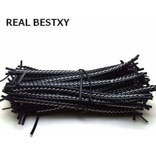REAL BESTXY 20cm/pc Black Flat Leather Cord String Thread for Bracelets Jewelry Making Supplies fit for 12mm*6mm clasp