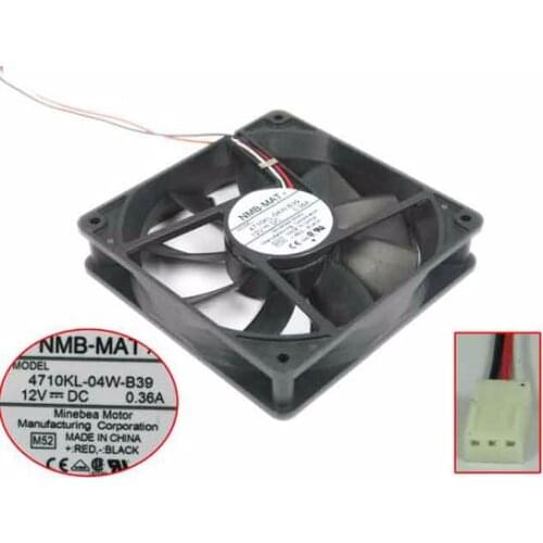 NMB-MAT 4710KL-04W-B39 M52 DC 12V 0.36A 3-Wire 120X120X25mm Server Cooling Fan