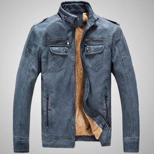 Autumn And Winter New Casual Leather Mens Clothing Jacket Leather Plus Velvet Washed Retro Leather Chaqueta Hombre S-4XL
