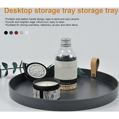 Tray Storage Desk Organizer Table Decorate Cosmetics Jewelry Sundries Display Makeup Bedroom Round Solid Color Storage Organizer