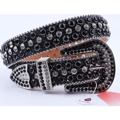 Fashion Black Rhinestones Belt Western Cowboy Cowgirl Bling Crystal Belt Jeans Y2k Punk Diamond Studded Belts For Woman Man