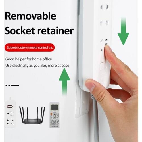 Punch-free Plug Sticker Plug Fixing Device Self-adhesive Power Plug Cable Bracket Power Strip Holder Removable Wall Socket Hook