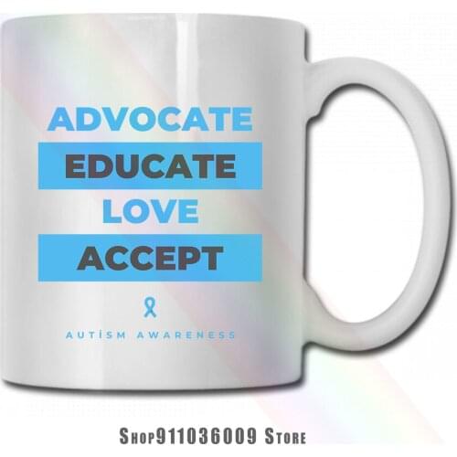 Blue And Gray Typographic Autism Advocacy And Cause mug cup tazas