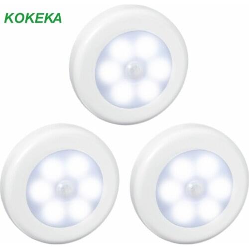 3 Pack Led Lights with Motion Sensor Wireless Round 3*AAA Battery Security Night Lights for Closet Stair Hallway Bedroom Cabinet
