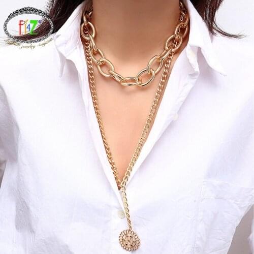 TOTASALLY new arrival fashion punk maxi link chain round hollow flower statment pendant necklace rock hip hop night club jewely