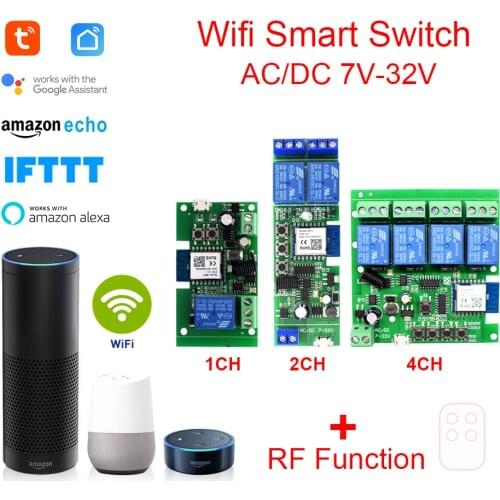 Tuya Smart Wifi Module Support 433mhz remote control USB 5V AC/DC 7-32V WIFI Wireless Smart Home Switch with Alexa