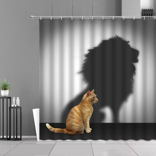 Funny Animal Shower Curtains Cat Lion Dog Butterfly Elephant Creative Design Bathroom Curtain Children Room Decor Boy Girl Gifts