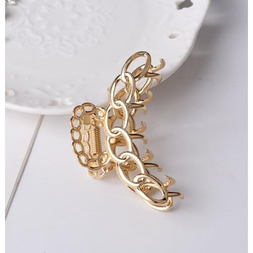 Fashion Women Metal Hair Claws Crab Barrettes Clips Simple Geometric Hollow Hairpins Girls Chain Hairgrip Headwear Accessories