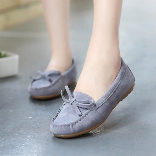 Plus Size 35-43 Women Flats Black Loafers Faux Suede Slip on Flat Shoes Woman Ballet Flats Bean shoes Ladies Casual Shoes N7280G