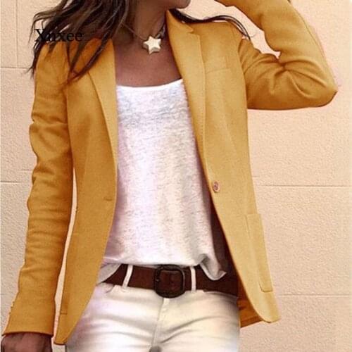 Womens suit jacket spring and autumn solid color suit jacket long-sleeved slim suit ladies casual thin suit jacket