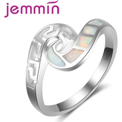 New Arrival White Fire Opal Ring for Women 925 Sterling Silver Jewelry Wedding Rings Anillos Mujer
