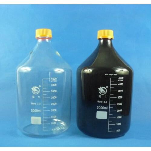 1Pcs/setBlue Cap Reagent Bottle 2000ml Transparent Brown Screw Mouth Yellow Cap High Borosilicate Glass Fiber Mouth Bottle