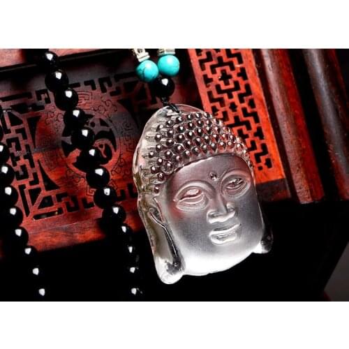 1pcs New arrival Natural quartz White crystal Buddha Sakyamuni necklace Lucky safeness necklace talismans Long Necklace