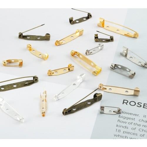 10/20/30/50pcs Gold Brooch Clip Base Metal Pins 15-35mm Safety Pins Brooch Setting Pin Holder DIY Jewelry Making Supplies