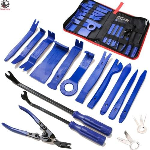 19Pcs Trim Removal Tool Car Panel Door Audio Trim Removal Tool Kit Auto Clip Pliers Fastener Remover Pry Tool Set with Bag