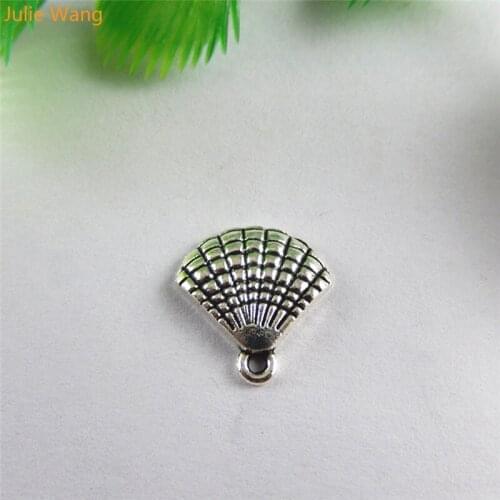 Julie Wang 20pcs Small Shell Shape Charms Hanging Necklace Pendants Making Jewellry Finding Crafts Accessory