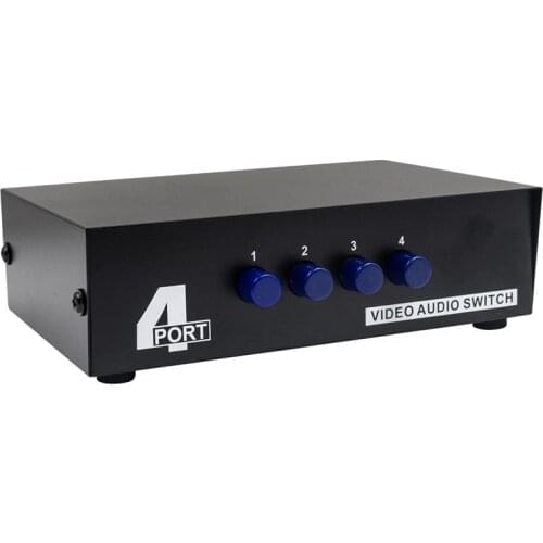 4 Port AV Switch RCA Switcher 4 in 1 Out Composite Video L/R Audio Selector Box for DVD STB Game Consoles