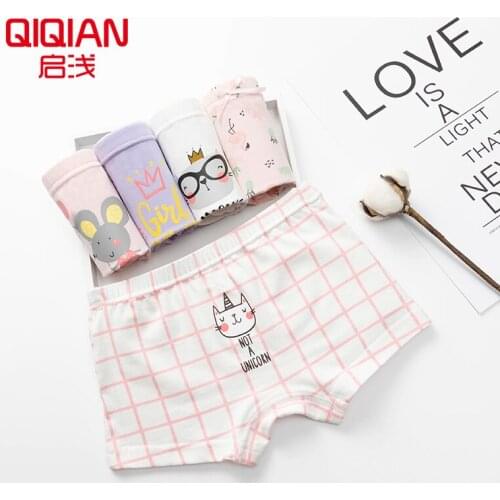 4 Pcs/lot Girls Underwear Childrens Cotton Boxer Briefs Shorts Panites Baby Girl Clothes For 3-11 Years Underwear