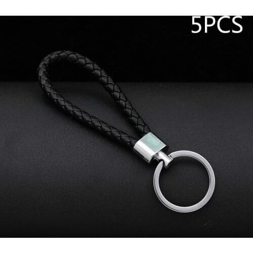 5/1PCS Wholesale Price PU Leather Braided Woven Rope Keychain DIY Bag Pendant Key Chain Holder Car Keyring Men Women Key Ring