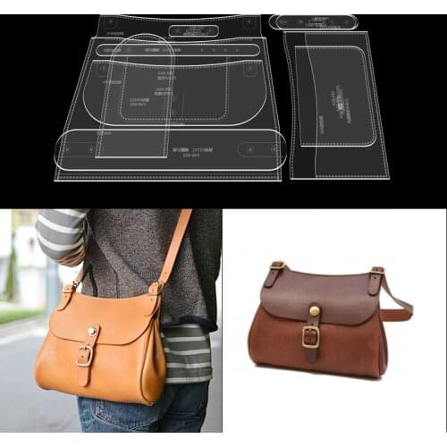 1Set DIY Acrylic Template Fashion Lovely Womens Shoulder Bag Leather Craft Pattern DIY Stencil Sewing Pattern 28cm*21cm*8.5cm
